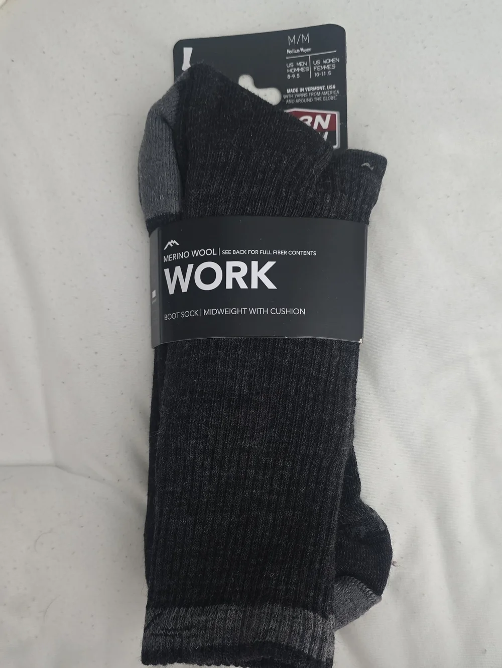 Darn Tough Merino Wool Work Boot Socks - M -NWT